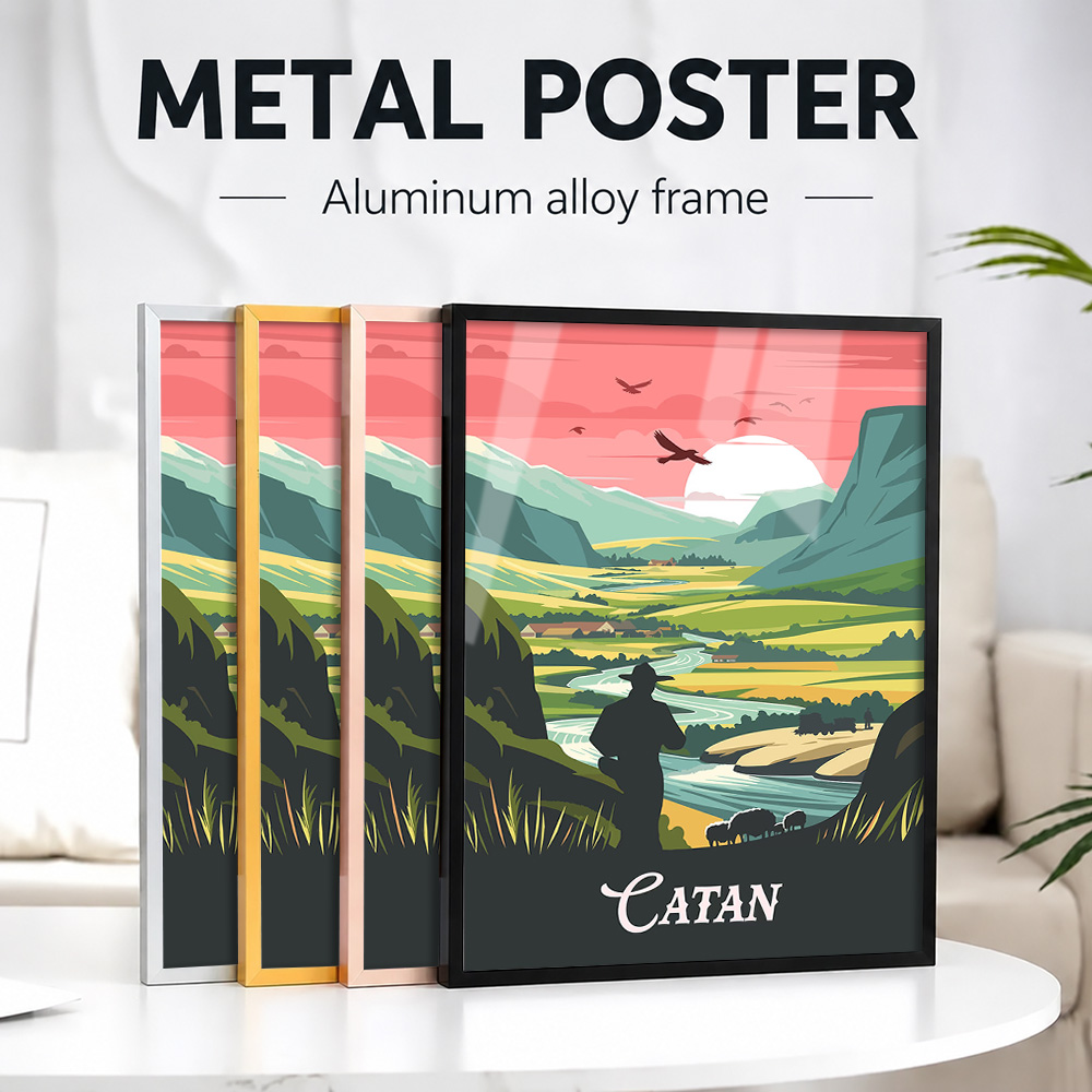 Board Game Catan - لوحة معدنية مؤطرة مستوحاة من لعبة